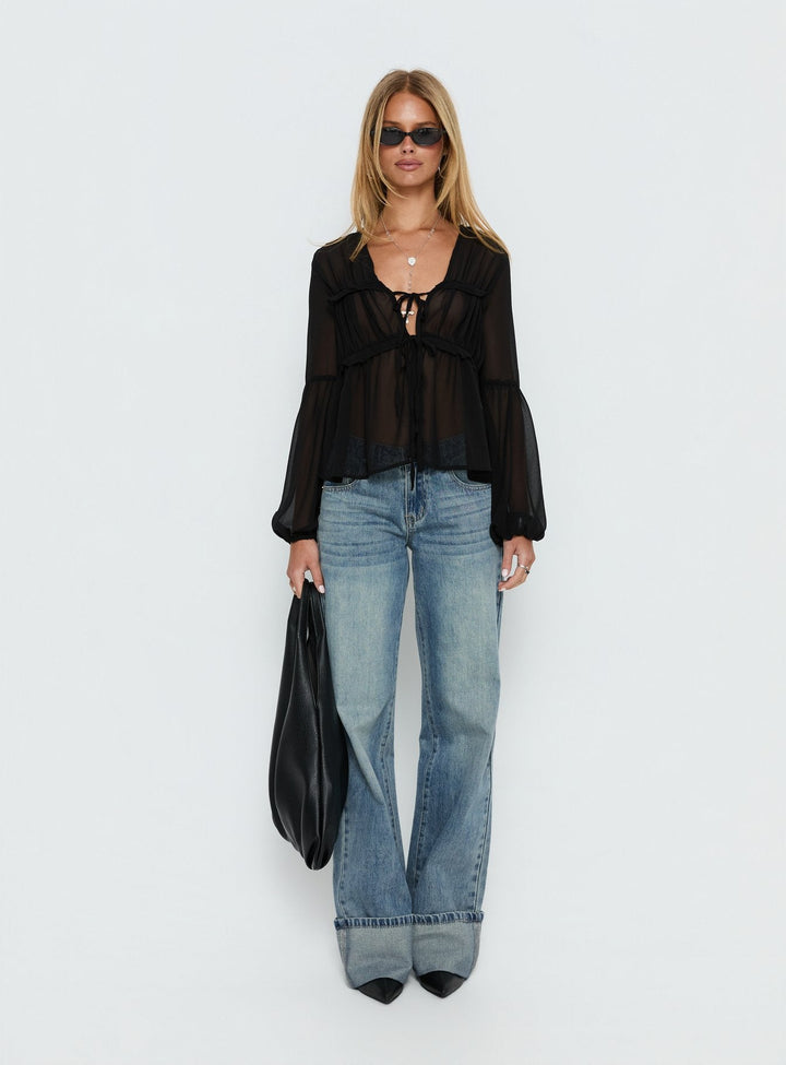 Elena Sheer Tie Blouse