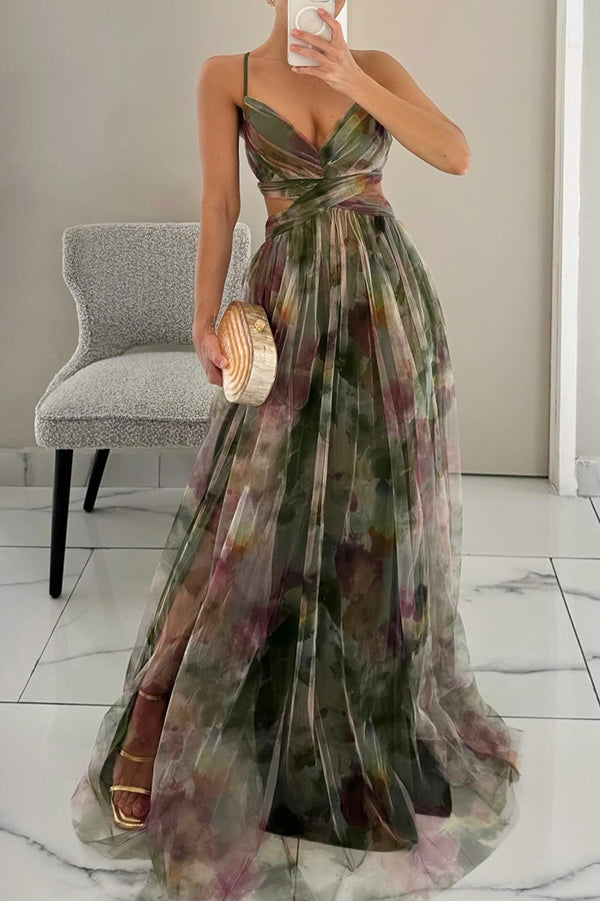 Sage Pleated Maxi Dress