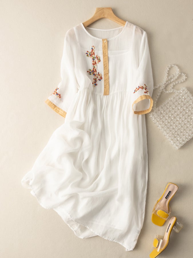 Camille Embroidered Midi Dress