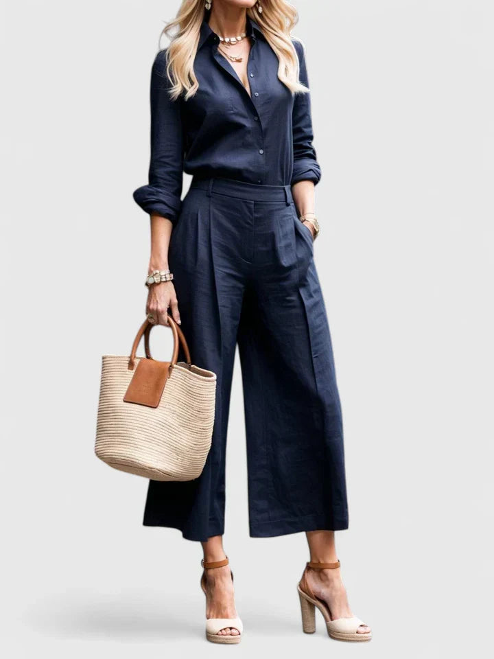 Seraphine | Linen Wide-Leg Two-Piece Set
