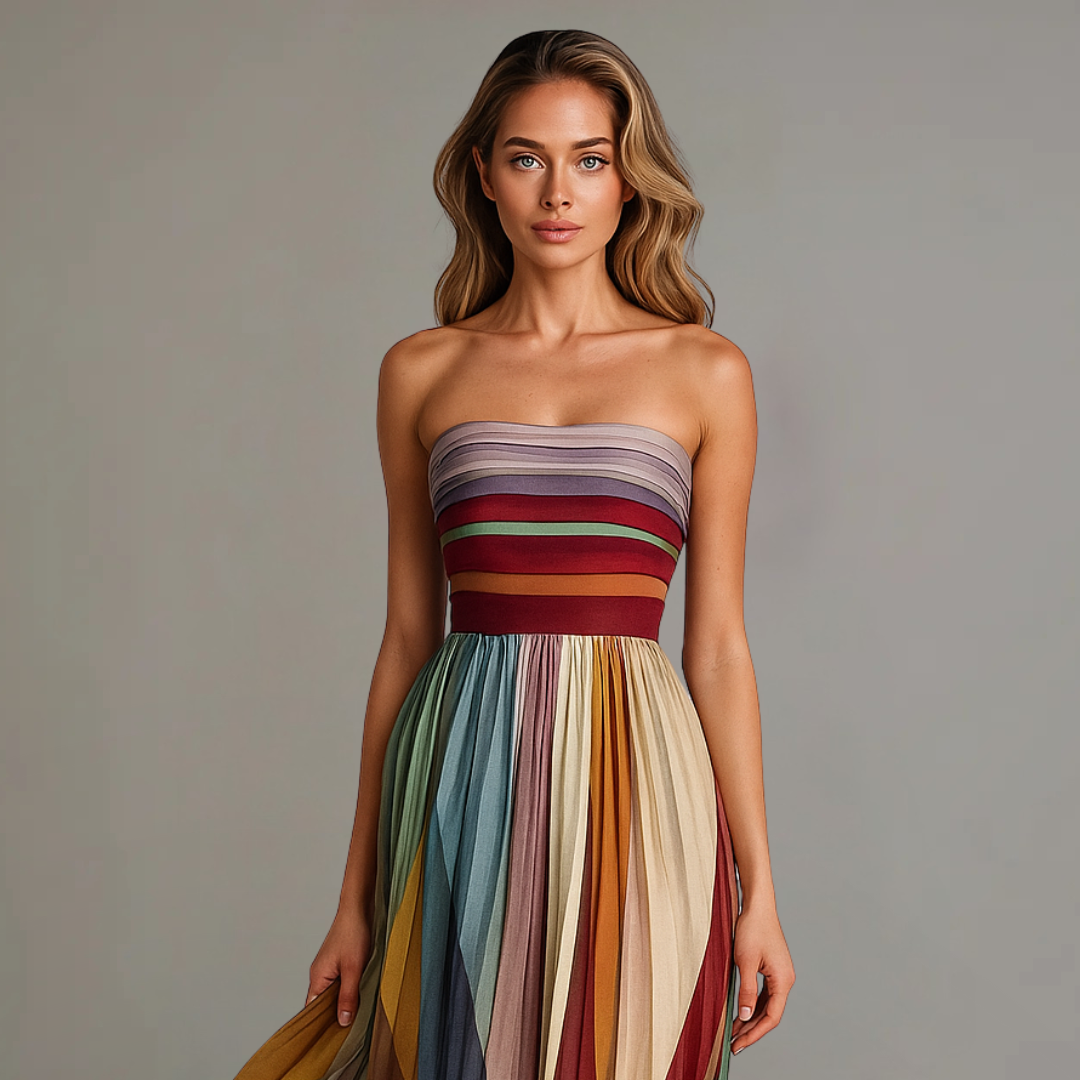 Harriet | Strapless Pleated Maxi Dress