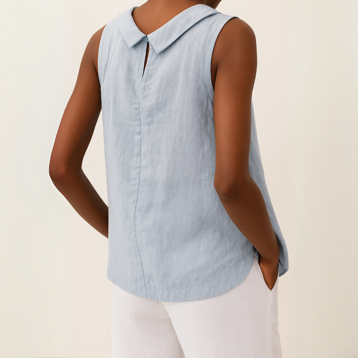Simone | Sleeveless Roll-Collar Top