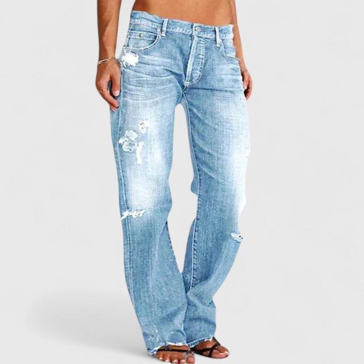 Veronica | Distressed Low-Rise Straight Jeans