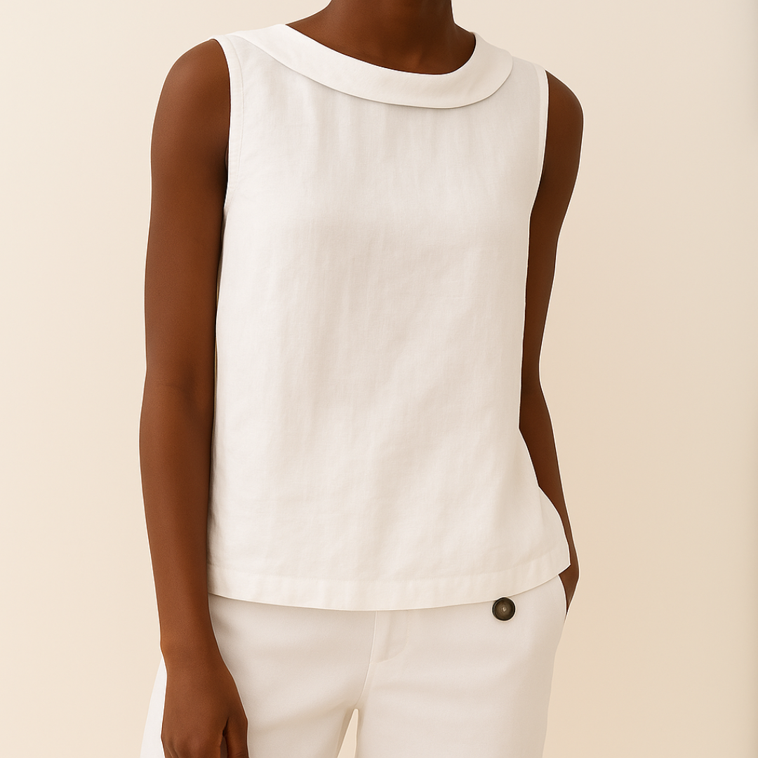 Simone | Sleeveless Roll-Collar Top