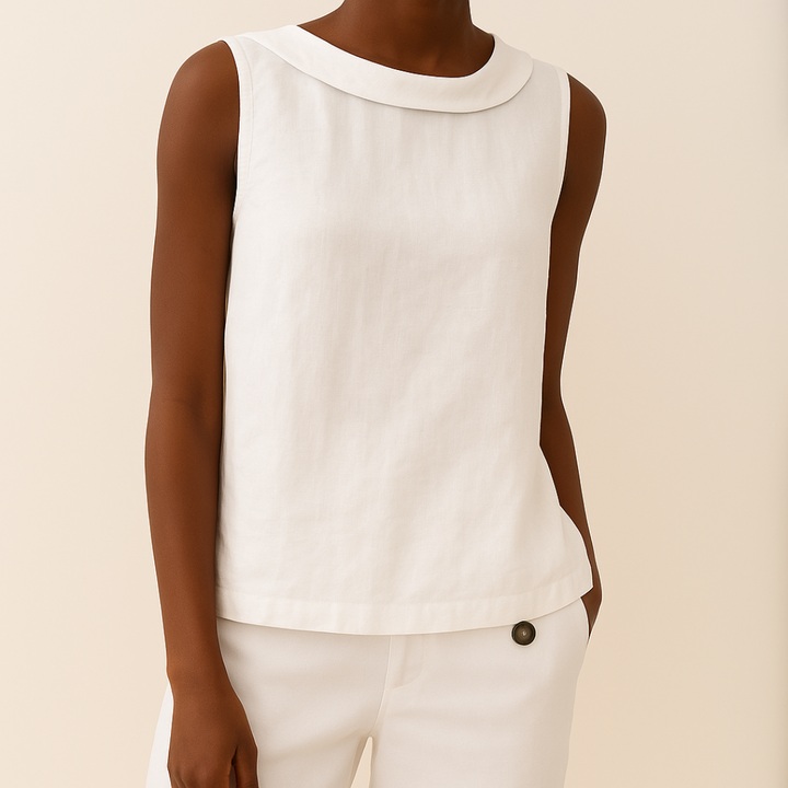 Simone | Sleeveless Roll-Collar Top