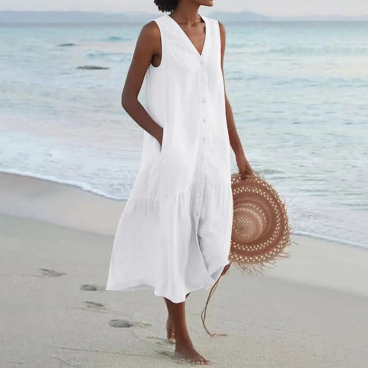 Aria Button Front Midi Dress