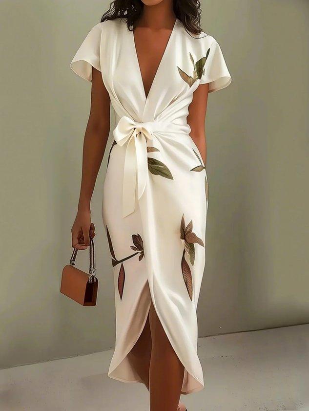 Celeste Satin Wrap Midi Dress