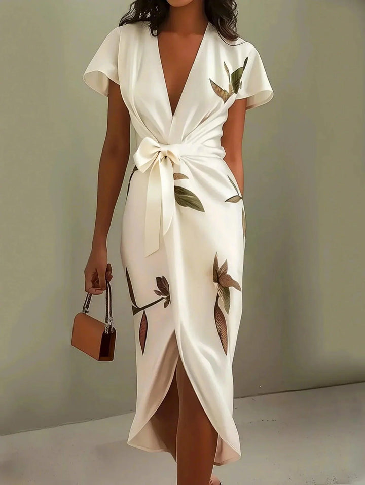 Celeste Satin Wrap Midi Dress