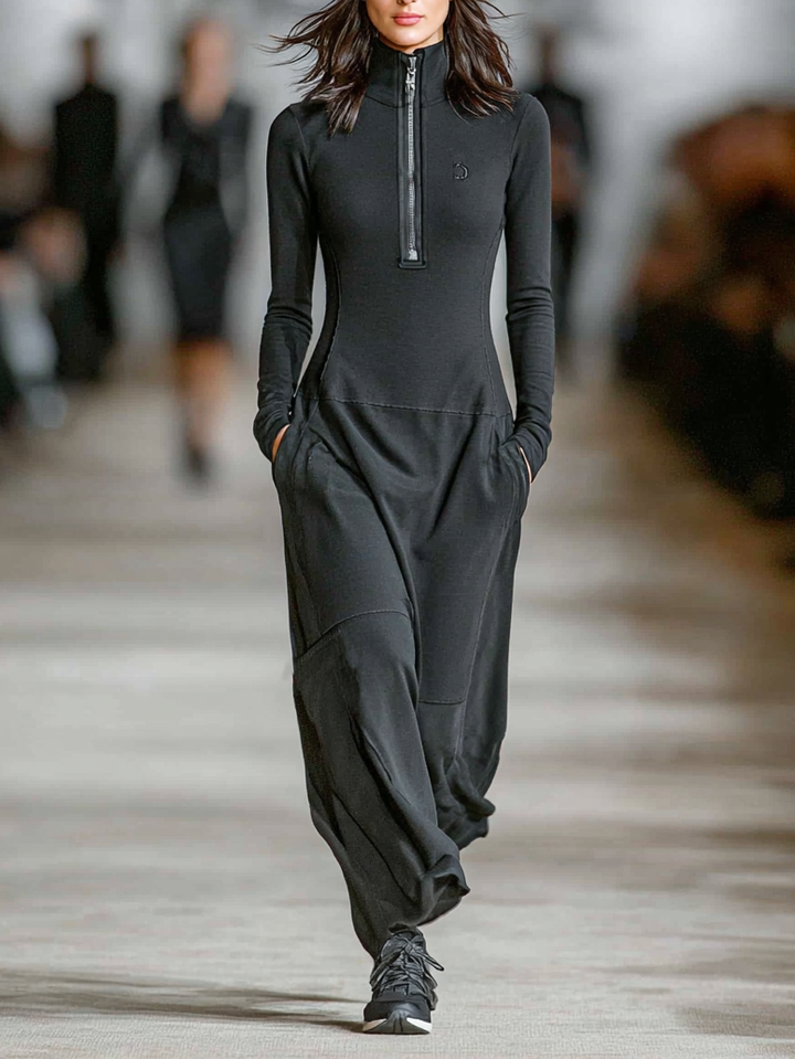 Tessa Zip Collar Maxi Dress