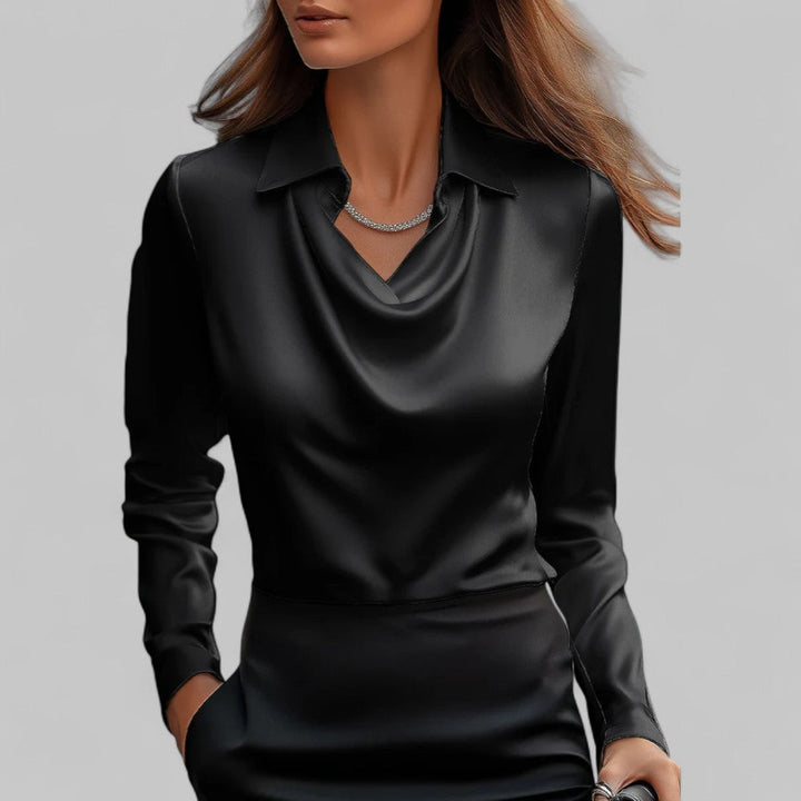 Lucinda | Draped Neck Long Sleeve Blouse
