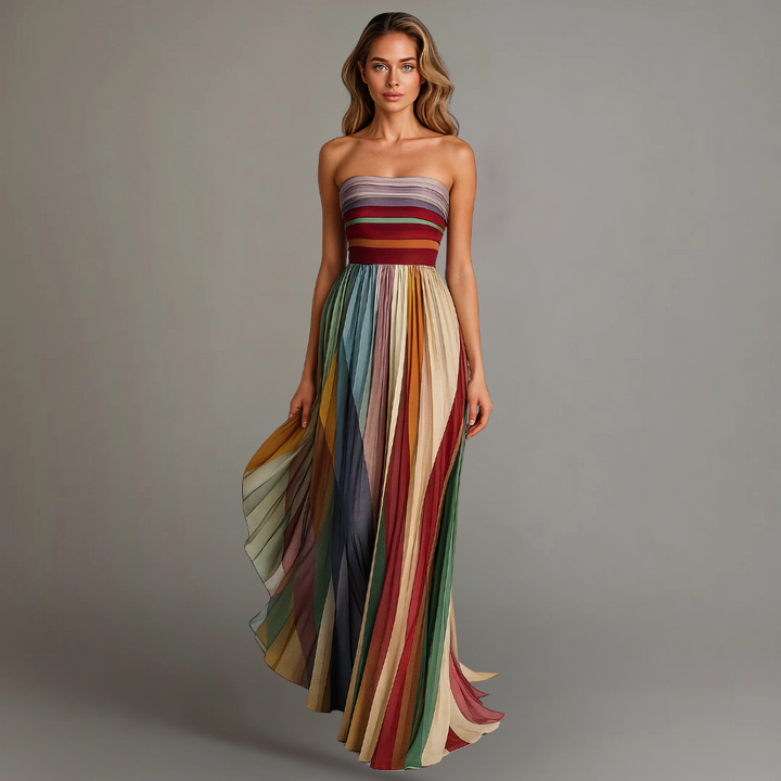 Harriet | Strapless Pleated Maxi Dress