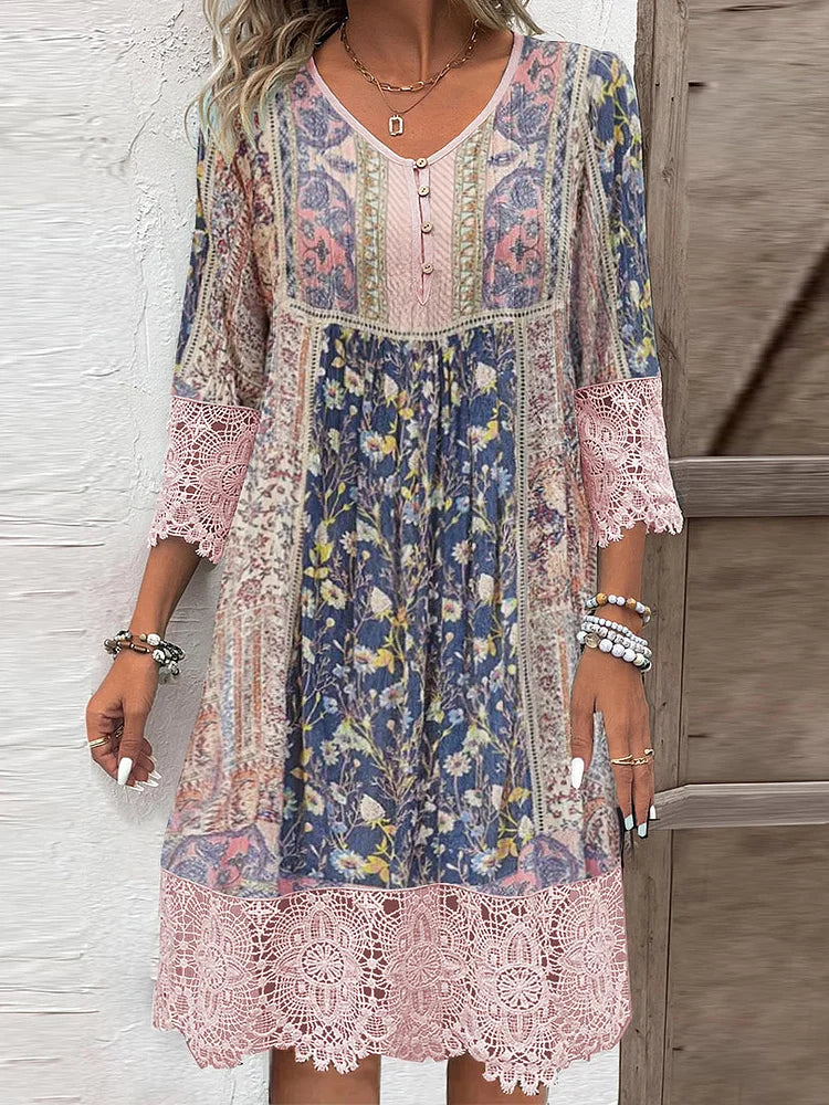 Adelaide | Wedding Guest Lace V-Neck Midi Dress