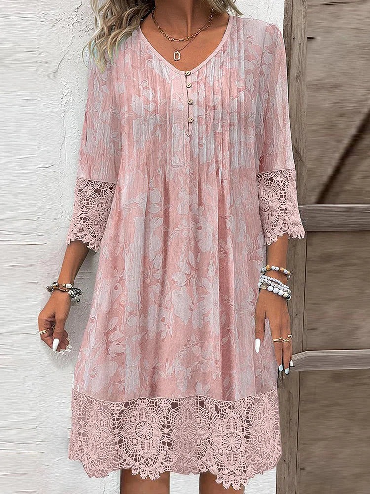 Adelaide | Wedding Guest Lace V-Neck Midi Dress