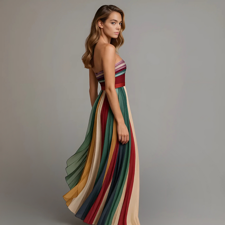 Harriet | Strapless Pleated Maxi Dress