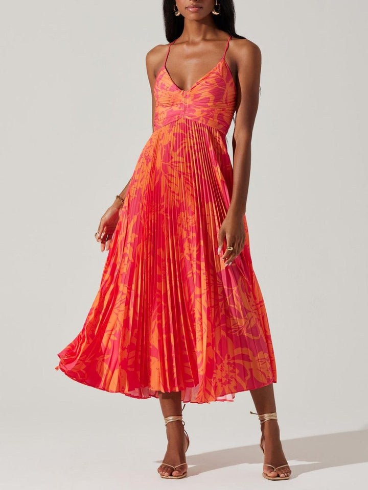 Ariana Floral Pleated Midi Dress