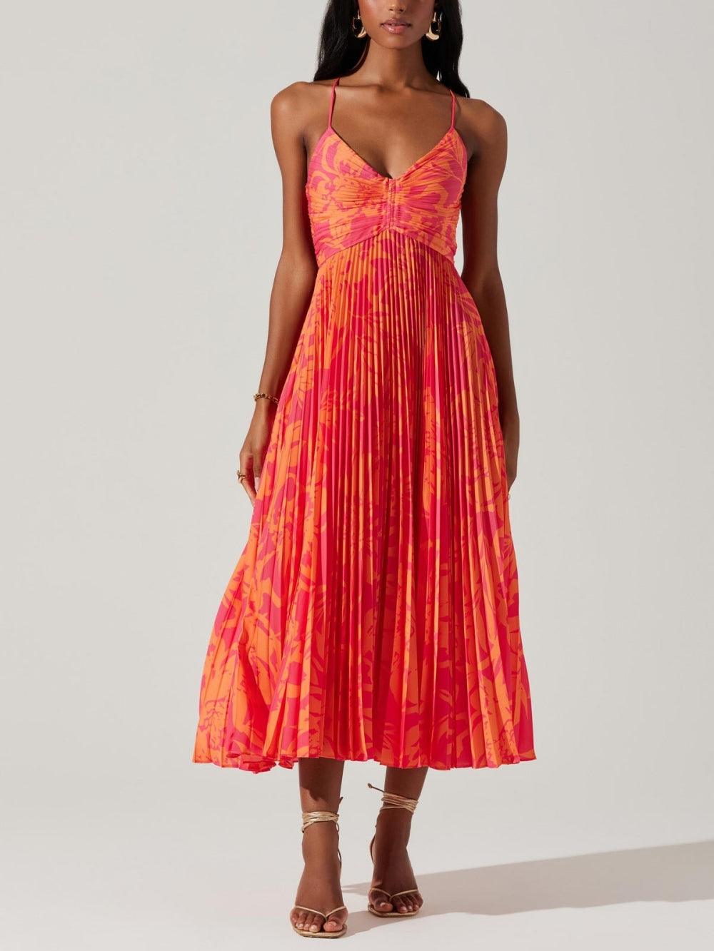 Ariana Floral Pleated Midi Dress