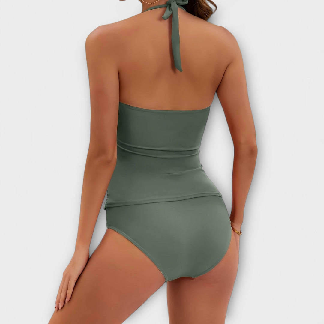 Margaux | Tummy-Control Halter Ruched Two-Piece Swimsuit