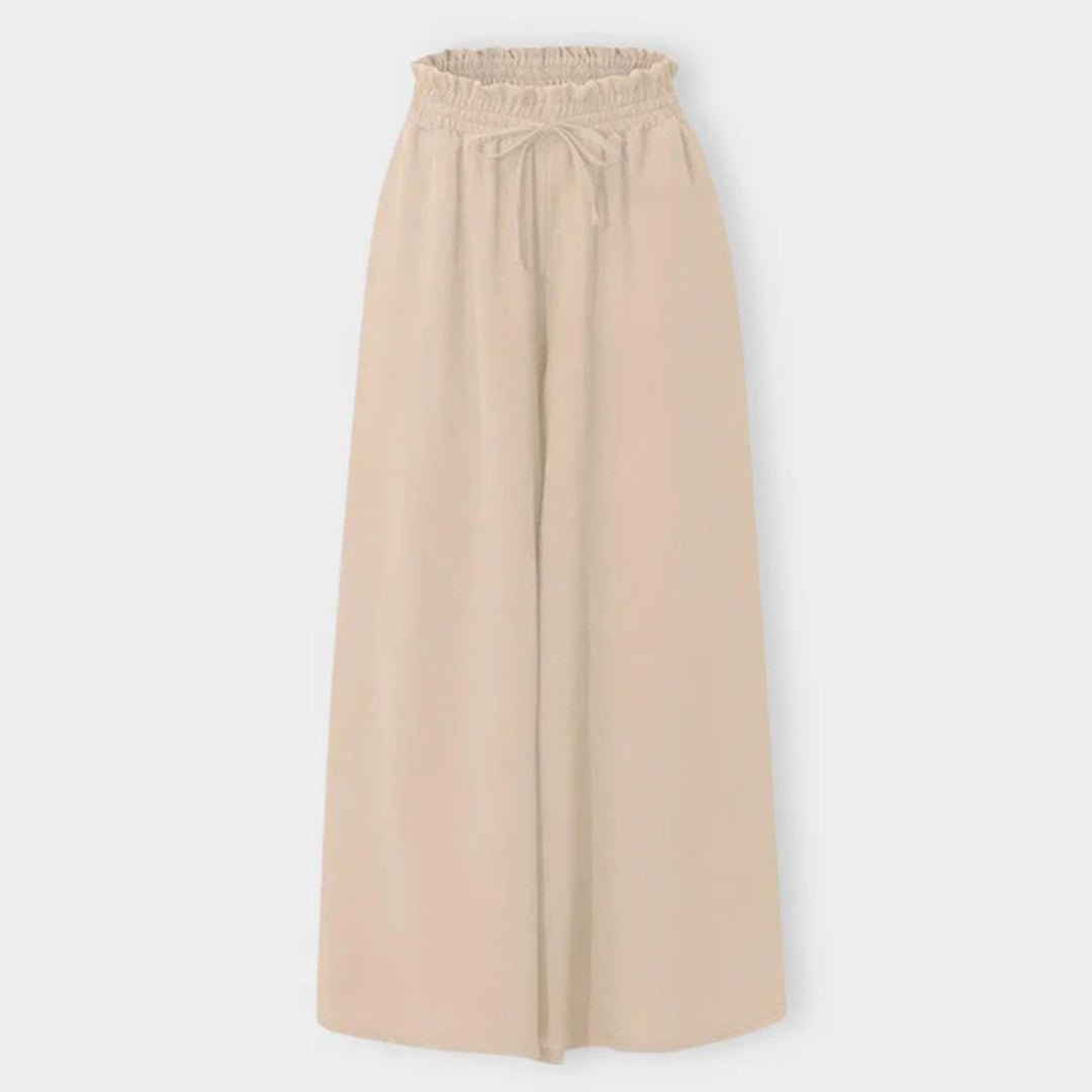 Helene | High-Waist Smocked Wide-Leg Trousers