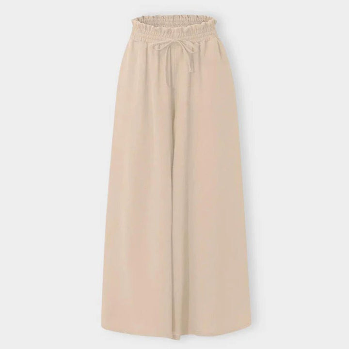 Helene | High-Waist Smocked Wide-Leg Trousers