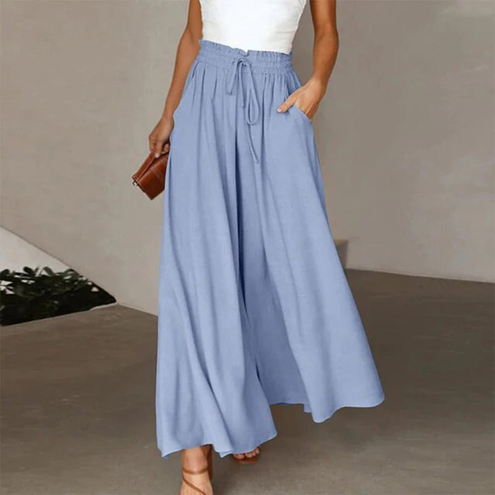 Helene | High-Waist Smocked Wide-Leg Trousers