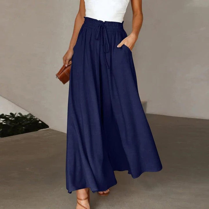 Helene | High-Waist Smocked Wide-Leg Trousers