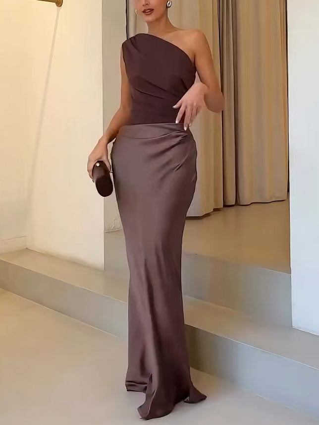 Josephine | One-Shoulder Pleated Maxi Dress