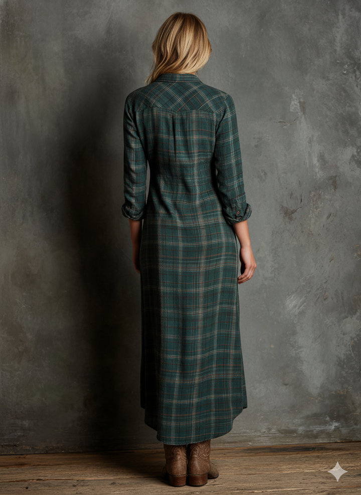 Harper Plaid Shirt Maxi Dress