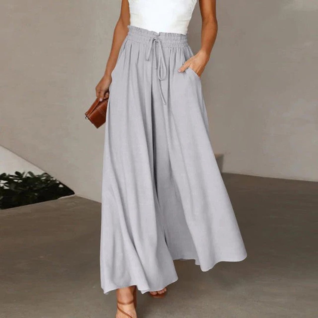 Helene | High-Waist Smocked Wide-Leg Trousers
