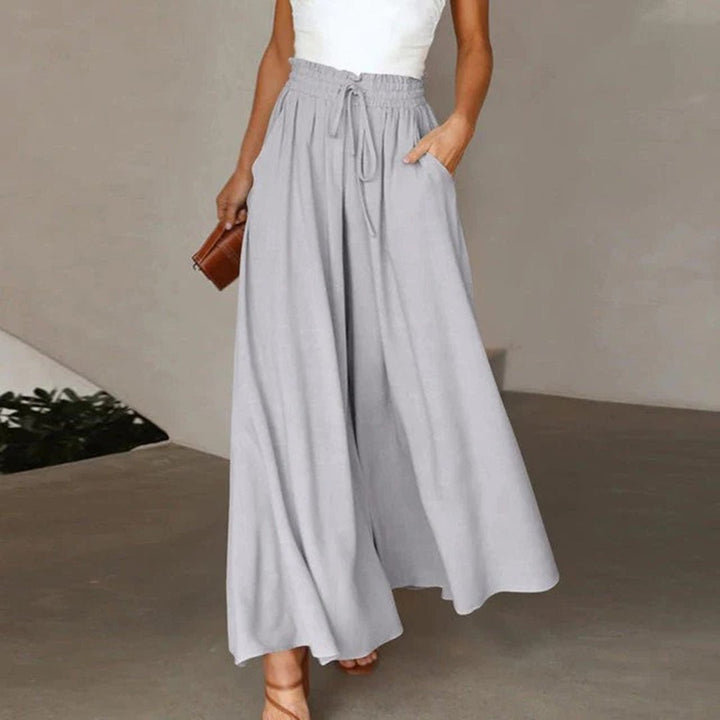 Helene | High-Waist Smocked Wide-Leg Trousers