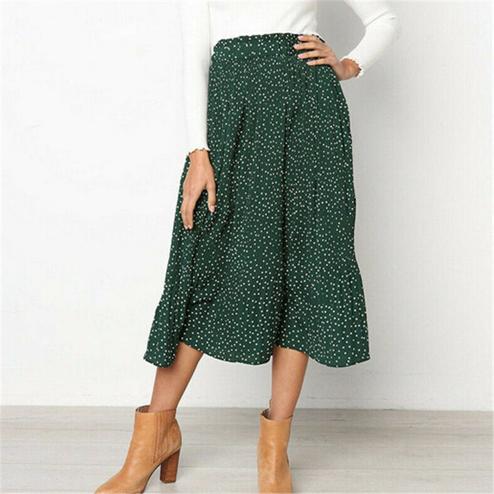 Agnes | High-Waist Polka Dot Pleated Flowy Midi Skirt