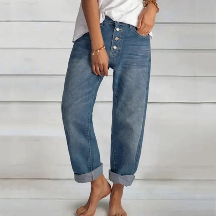 Rosalie | High-Waist Button-Front Tapered Jeans