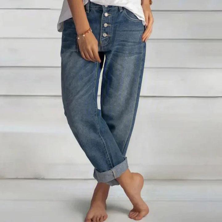 Rosalie | High-Waist Button-Front Tapered Jeans
