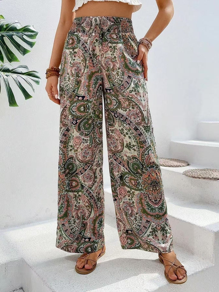 Lavinia | High-Waist Boho Paisley Print Wide-Leg Palazzo Pants