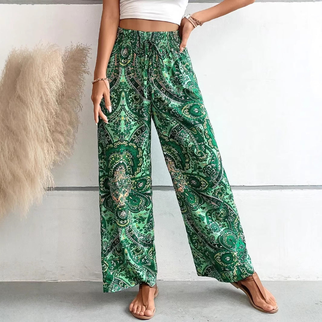 Lavinia | High-Waist Boho Paisley Print Wide-Leg Palazzo Pants