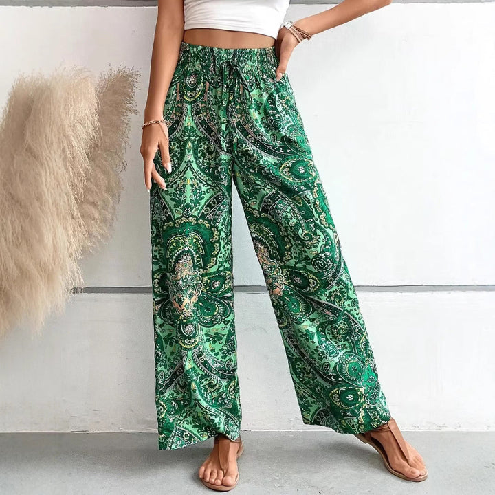Lavinia | High-Waist Boho Paisley Print Wide-Leg Palazzo Pants