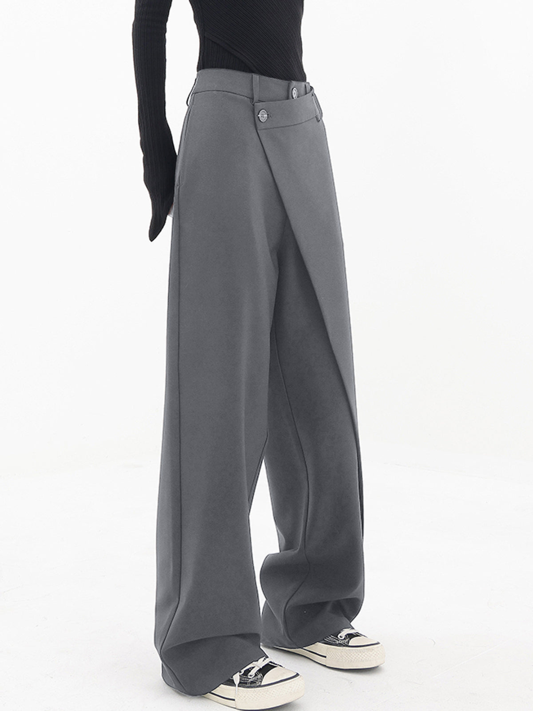 Camille | High-Waist Cross-Front Drape Wide-Leg Palazzo Pants