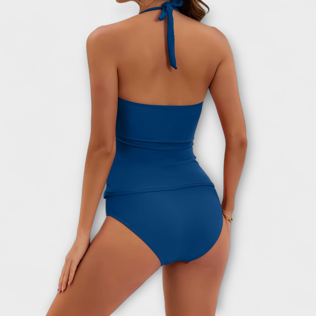Margaux | Tummy-Control Halter Ruched Two-Piece Swimsuit