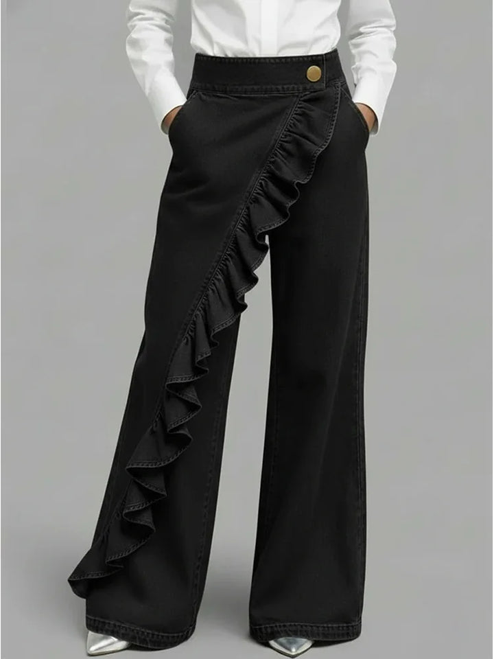 Giselle | Wide-Leg Ruffle Jeans