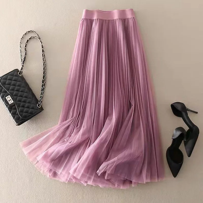 Rosalie | Pleated High-Waist Midi Skirt