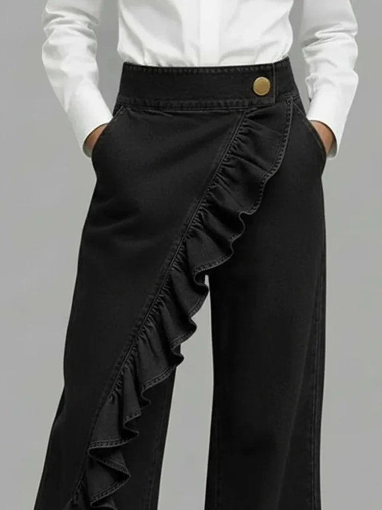 Giselle | Wide-Leg Ruffle Jeans