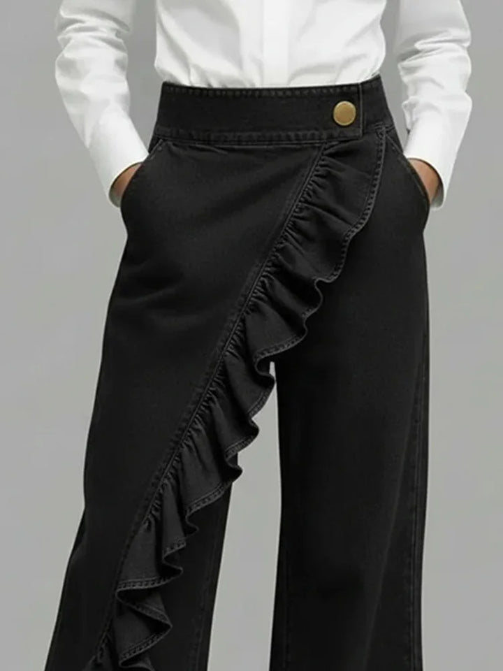 Giselle | Wide-Leg Ruffle Jeans