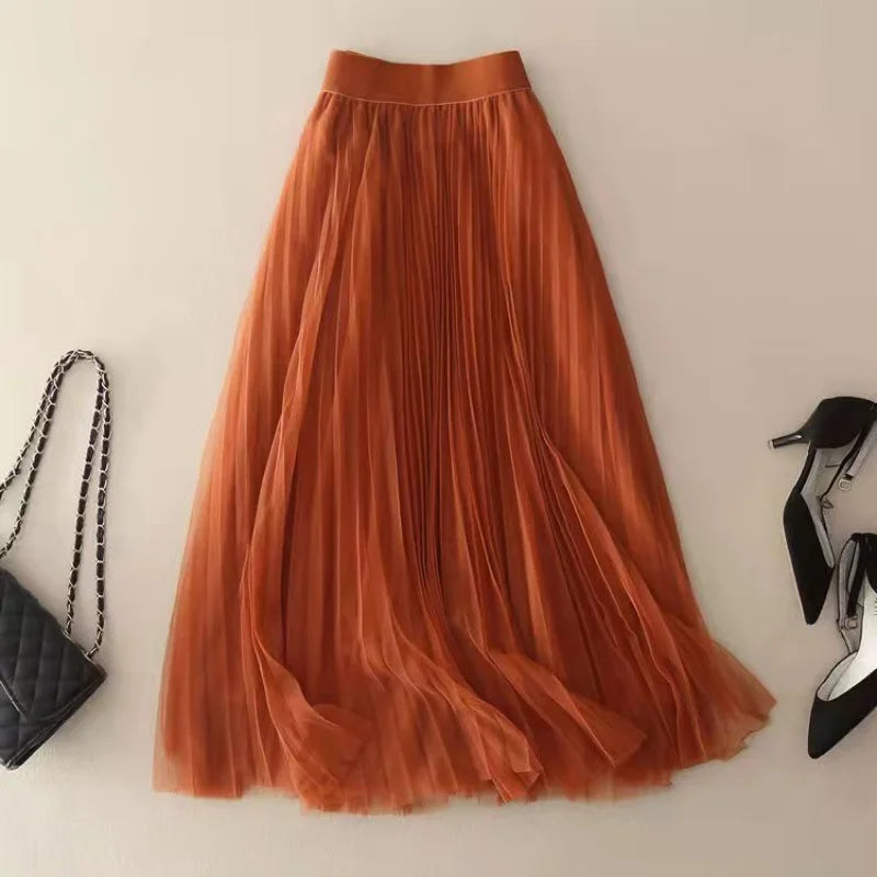Rosalie | Pleated High-Waist Midi Skirt
