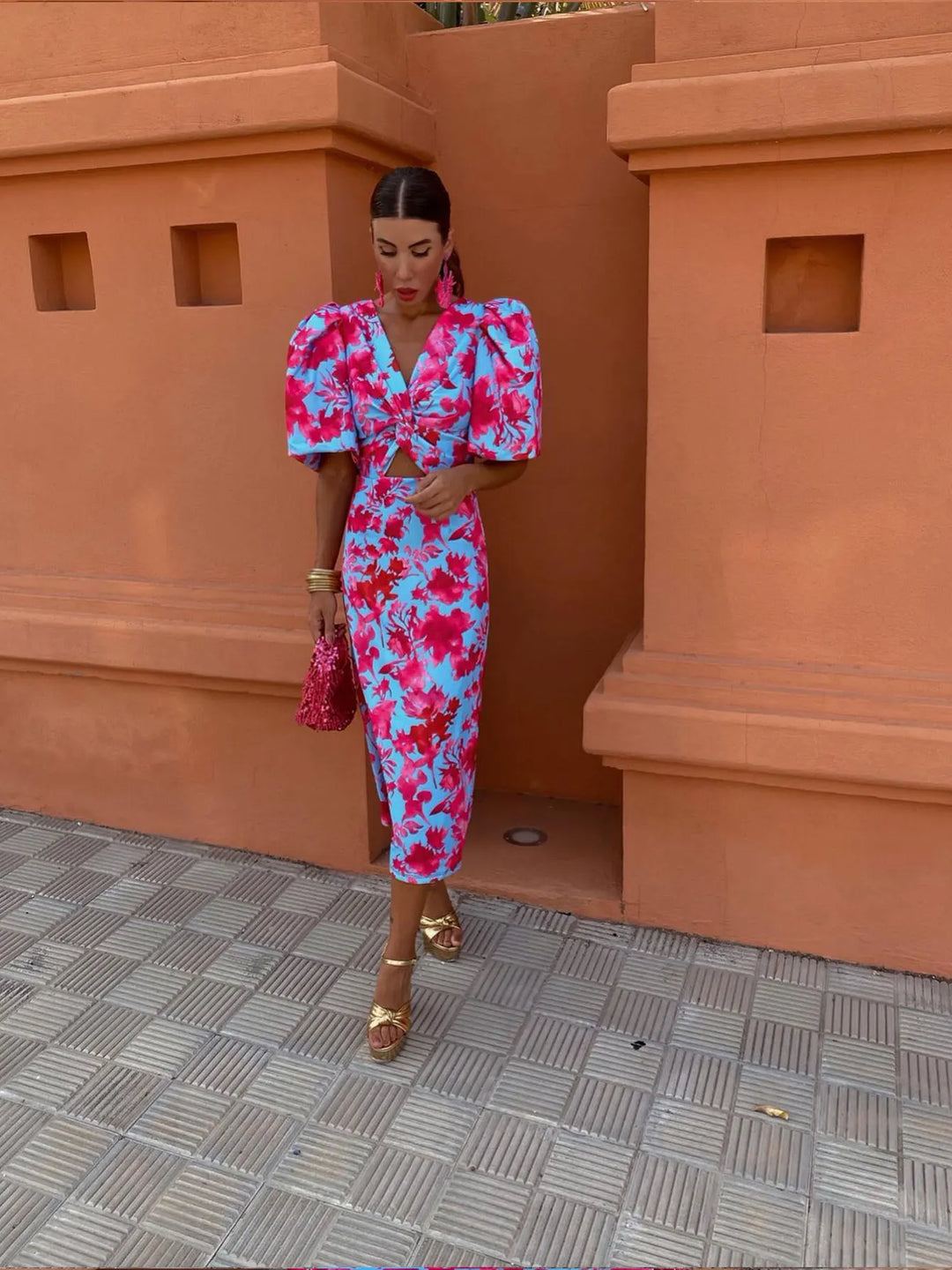 Camille Puff Midi Dress