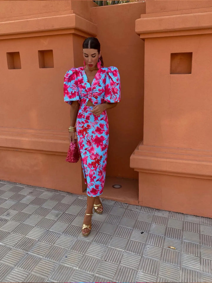 Camille Puff Midi Dress