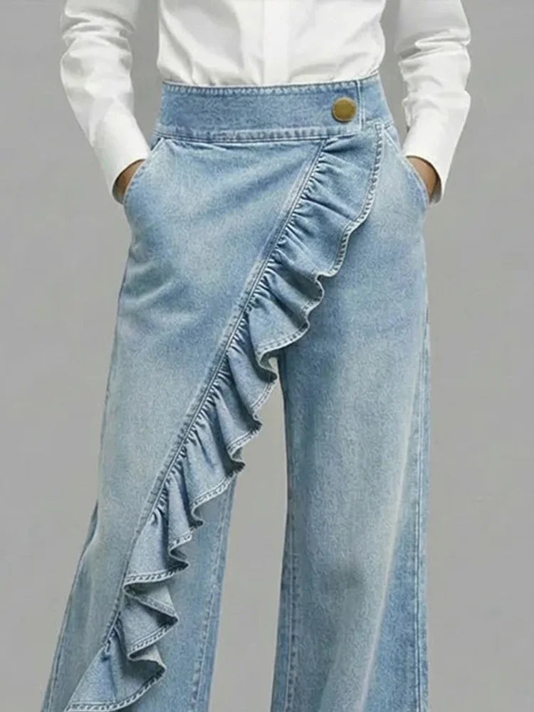 Giselle | Wide-Leg Ruffle Jeans