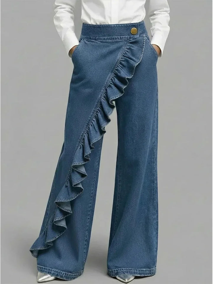 Giselle | Wide-Leg Ruffle Jeans