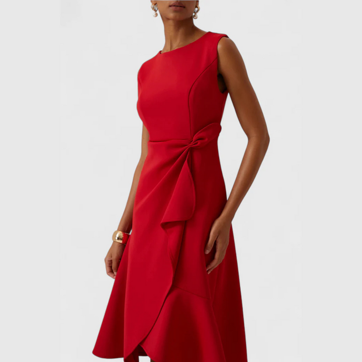 Margaux | Draped Asymmetric Midi Dress