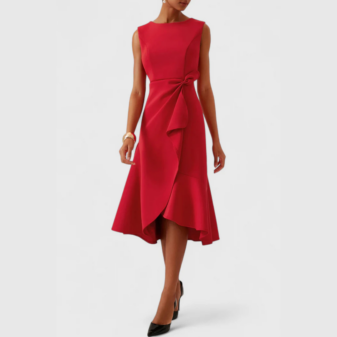 Margaux | Draped Asymmetric Midi Dress