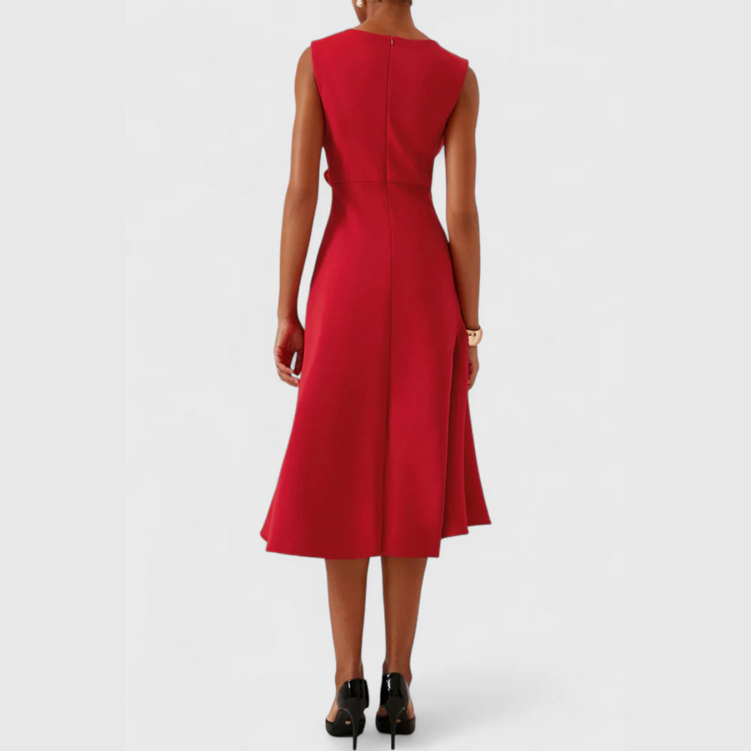 Margaux | Draped Asymmetric Midi Dress