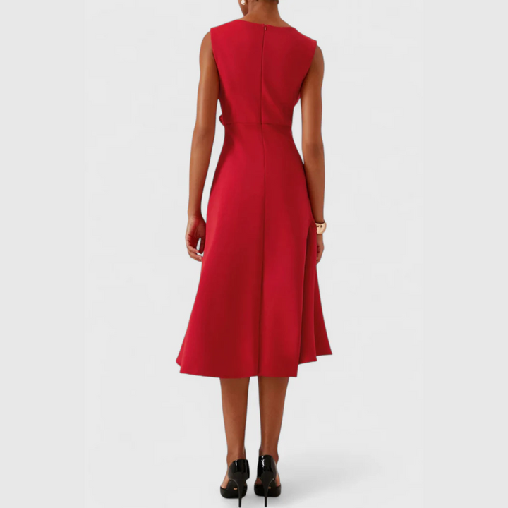 Margaux | Draped Asymmetric Midi Dress